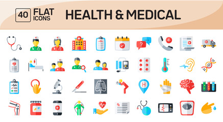 Health & Medical Flat Icons Pack Vol 1