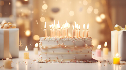 birthday cake with candles, wedding gift, wedding birthday, valentine's day cake, white birthday cake, fancy, gold, candles, luxury, chocolate, sugar and candies, candles, sweet dessert