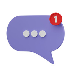 3D rendering, illustration. Speech bubble talk. Chat pictogram or discussion comment symbol on transparent background. Messenger or online support concept.