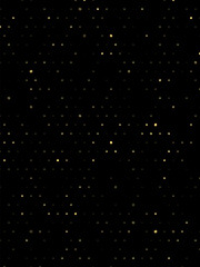 Naklejka na ściany i meble Festive vector background with gold glitter and confetti for christmas celebration. Black background with glowing golden particles.