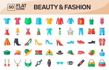 Beauty and Fashion Flat Icons Pack Vol 1