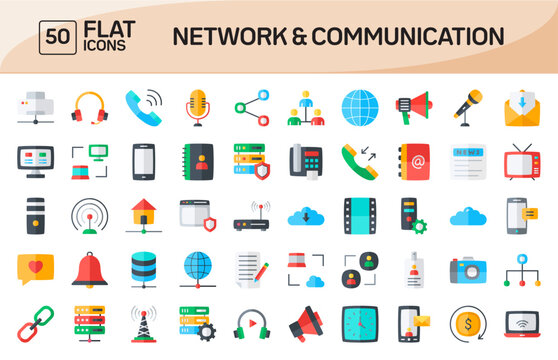 Network and Communication Flat Icons Pack Vol 1