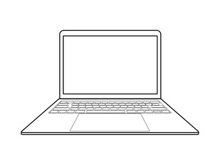 Laptop front view. Vector illustration isolated on white background