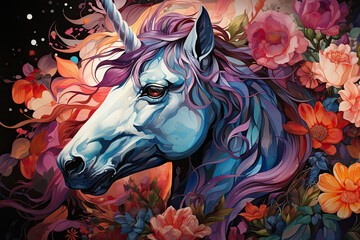 A watercolor Unicorn prancing through a sunlit meadow, surrounded by wildflowers in full bloom, the scent of spring filling the air, and a sense of freedom and joy exuding, Generative Ai