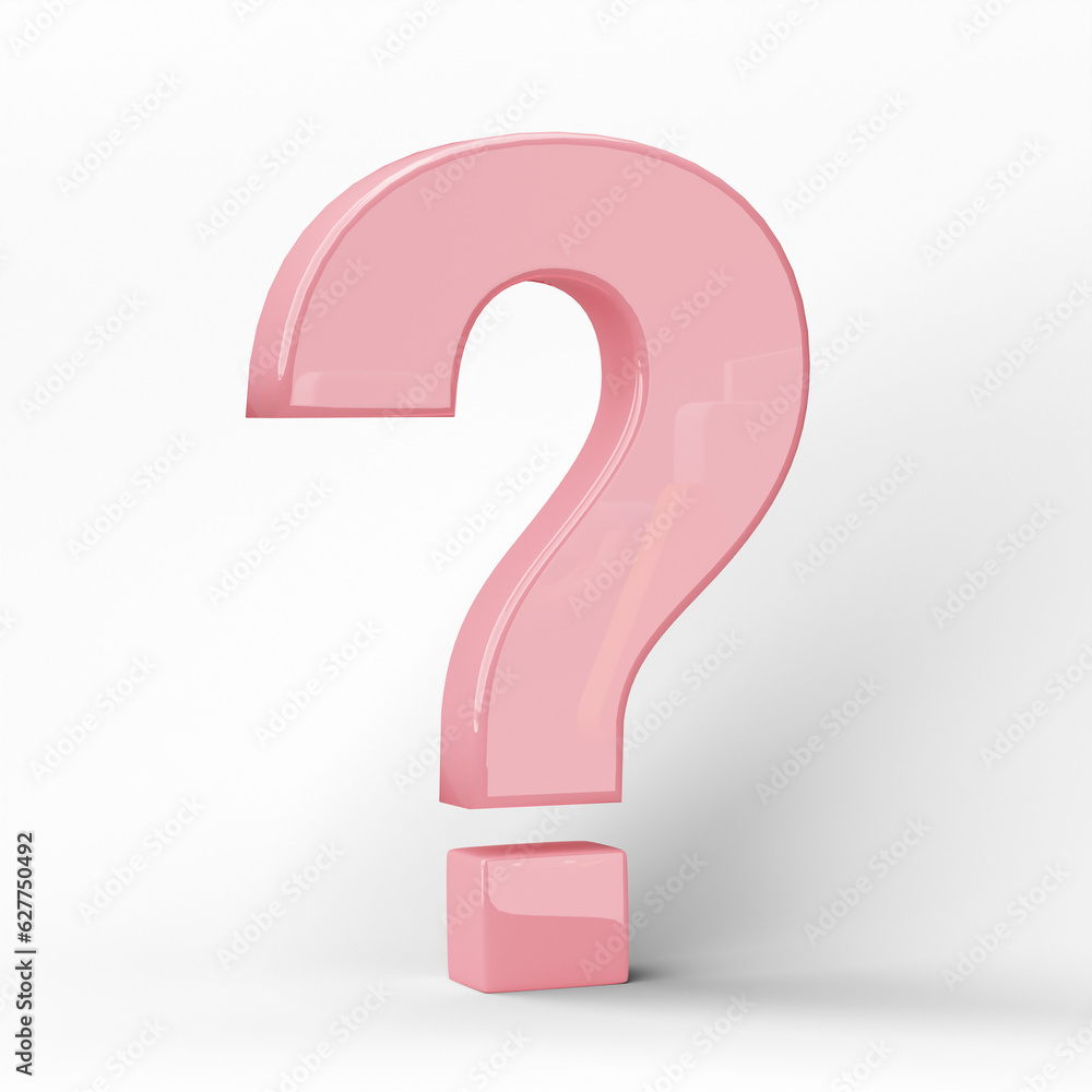 Fototapete 3d question mark icon or ask faq answer solution isolated on transparent background png file.