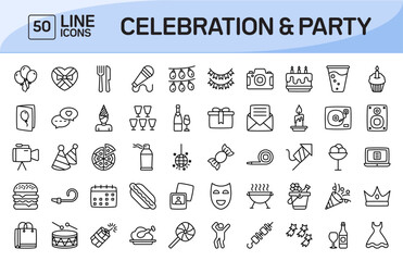 Celebration and Party Line Icons Pack Vol 1