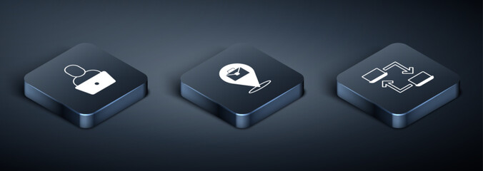 Naklejka premium Set Isometric Freelancer, Online working and icon. Vector