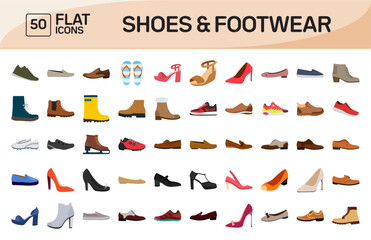 Shoes and Footwear Flat Icons Pack Vol 1