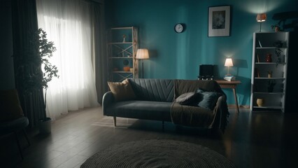 The interior of a dark room, illuminated by light streaming from the window. The beginning of a new...