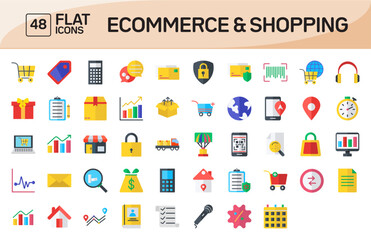 Ecommerce and Shopping Flat Icons Pack Vol 1