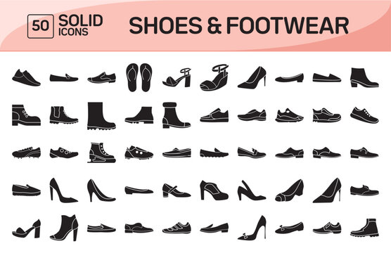 Shoes and Footwear Awesome Color Outline Icons Pack Vol 1