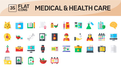 Medical and Health Care Flat Icons Pack Vol 1