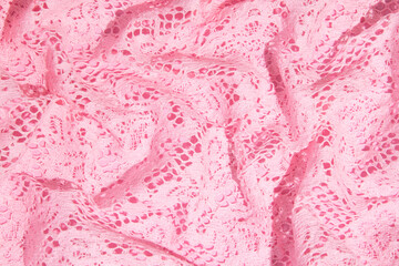 Ruffled pink lace, creative aesthetic background.