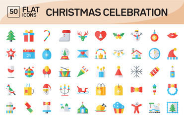 Christmas Celebration Flat Icons Pack Vol 1