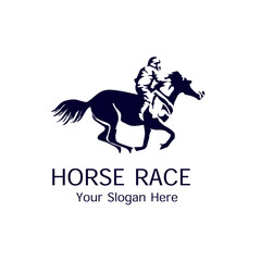 Horse race flat logo vector template