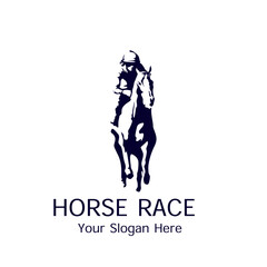Horse race flat logo vector template