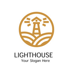 Monoline Lighthouse Flat Minimalist Company Logo Vector Template