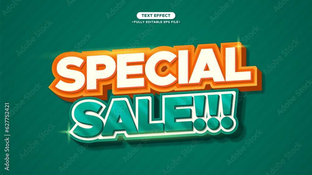 Poster special sale 3d and glow vector text effect editable text and font for promotion sale banner