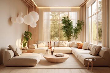 wide view details of a sleek, contemporary living room sofa, couch, pillows and tv stand