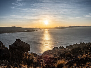 El lago Titicaca desde la isla de Amantaní en Puno, Peru