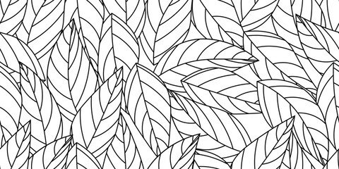 outline leaves seamless pattern