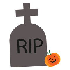 Halloween vector illustration with tombstones and pumpkins. For posters, banners, holiday sales, celebration invitations. Horror background.