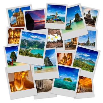 Thai travel tourism concept design - collage of Thailand images