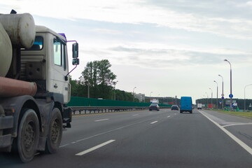 Fototapeta na wymiar Cars, truck and highway road in the countryside