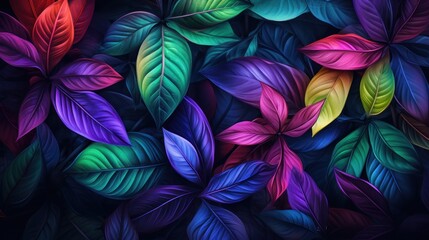 Vivid fluorescent leaves background