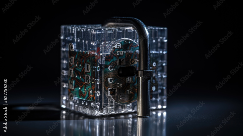 Poster digital padlock. cyber security technology network data protection technology virtual dashboard.onli