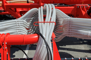 Agricultural machinery on a sunny day. Texture, background for design.