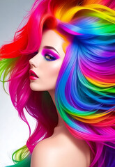 Fototapeta premium woman with multicolor hair portrait 