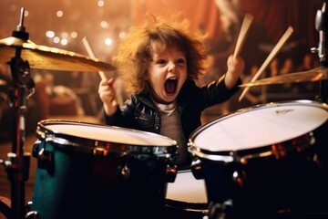 Fototapeta na wymiar Baby Drummers' Massive Showdown