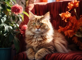 Cat sitting on a sofa