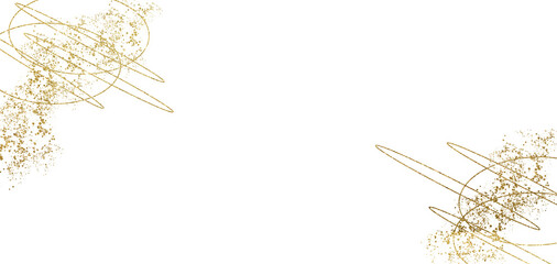 Obraz premium Gold sparkle. splatter border luxury art Gold Foil Frame Gold brush stroke on transparent background. 