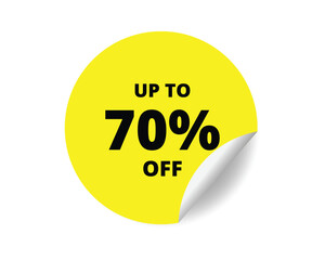 70% off round sticker sign. 70% off circle sticker banner, badge symbol vector illustration