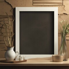 Mockup of a picture frame, advertising, decoration. A realistic presentation of a picture frame. Ai generated.