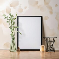 Mockup of a picture frame, advertising, decoration. A realistic presentation of a picture frame. Ai generated.
