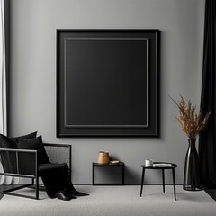 Mockup of a picture frame, advertising, decoration. A realistic presentation of a picture frame. Ai generated.