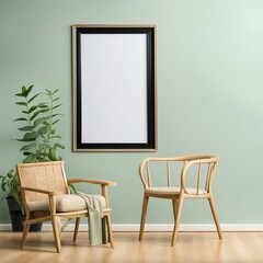 Mockup of a picture frame, advertising, decoration. A realistic presentation of a picture frame. Ai generated.