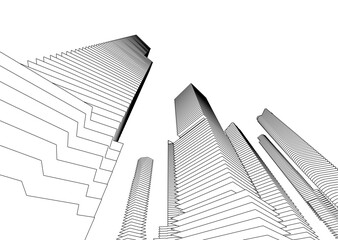 Skyscrapers in the city 3d illustration