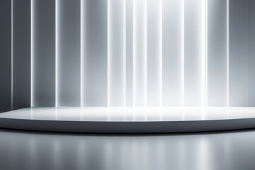 beautiful white minimalist background. Featuring a white podium, textured wall, and artful shadow lights, it exudes sophistication. Perfect for presenting products Generative AI
