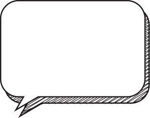 Rounded corner rectangular speech bubble with hand-drawn shadow, painted white