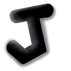 3D Shadow Black letter J