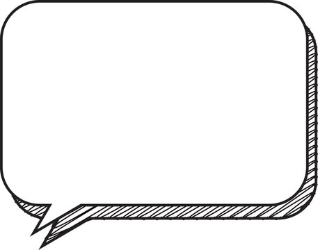 Rounded corner rectangular speech bubble with hand-drawn shadow, painted white