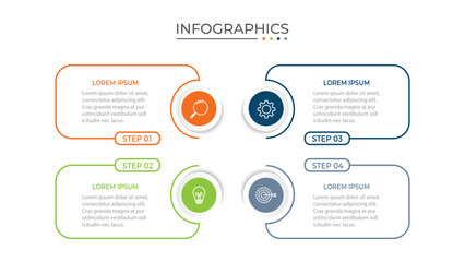 Vector Infographic label design template with icons and 4 options or steps.