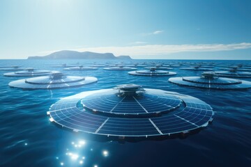 Fototapeta na wymiar Futuristic power plant of the future in the ocean, water energy