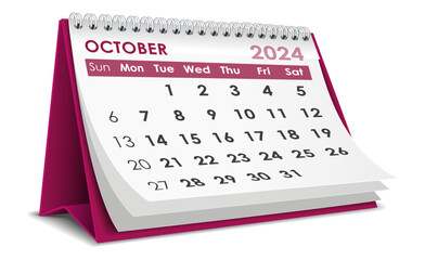 Illustration vector of October 2024 Calendar