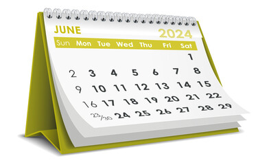 Illustration vector of June 2024 Calendar