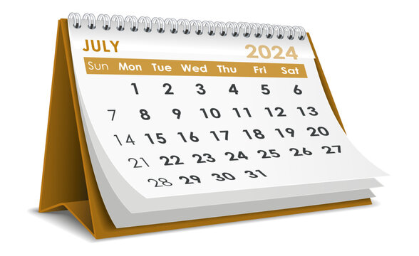 Illustration vector of July 2024 Calendar isolated in white background